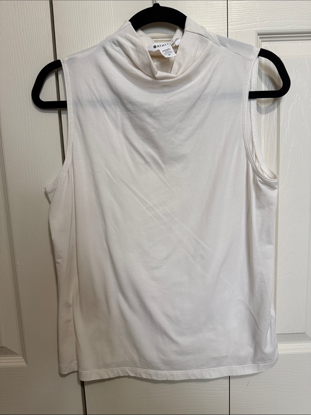 Athleta White Sleeveless Mock-Neck Tank Top